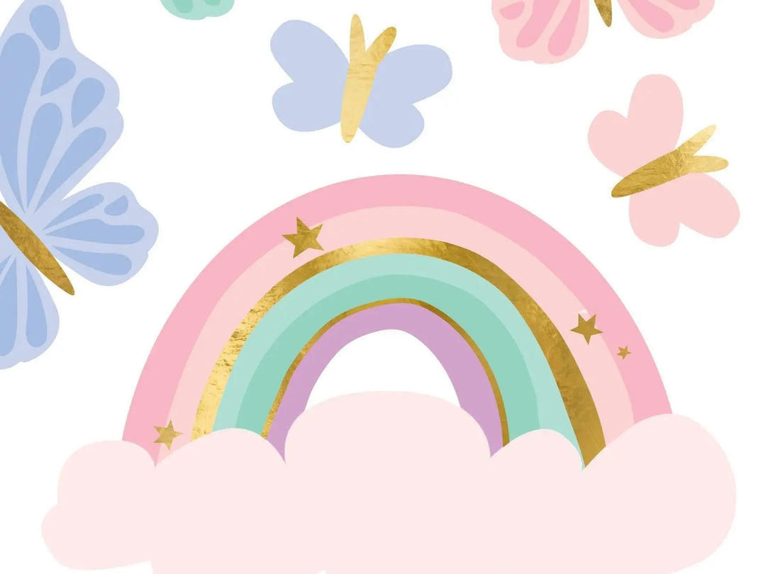 Unicorn Temporary Tattoos - Pastel Rainbow & Butterfly Party Bag Fillers - Pink, Blue, Green Kids Tattoos -Unicorn Birthday Party-Pack Of 15 - Jolie Fete UK