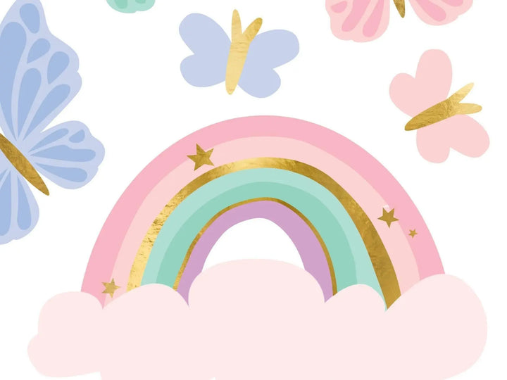 Unicorn Temporary Tattoos - Pastel Rainbow & Butterfly Party Bag Fillers - Pink, Blue, Green Kids Tattoos -Unicorn Birthday Party-Pack Of 15 - Jolie Fete UK