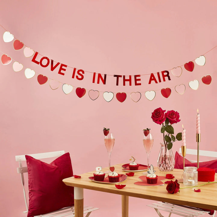 Valentine’s Day Cupcake Toppers - Love is In The Air - Heart And White Dove Food Picks - Romantic Wedding & Engagement Decor - Pack Of 12 - Jolie Fete UK
