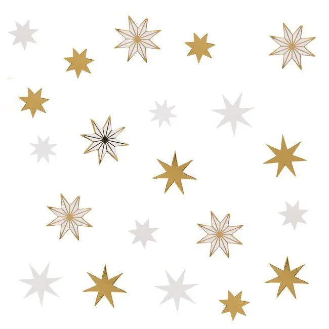 White Christmas Star Table Scatter - Gold & White Star Confetti - Xmas Table Decor - Festive Party Sprinkles - Holiday Table Decoration 14g - Jolie Fete UK