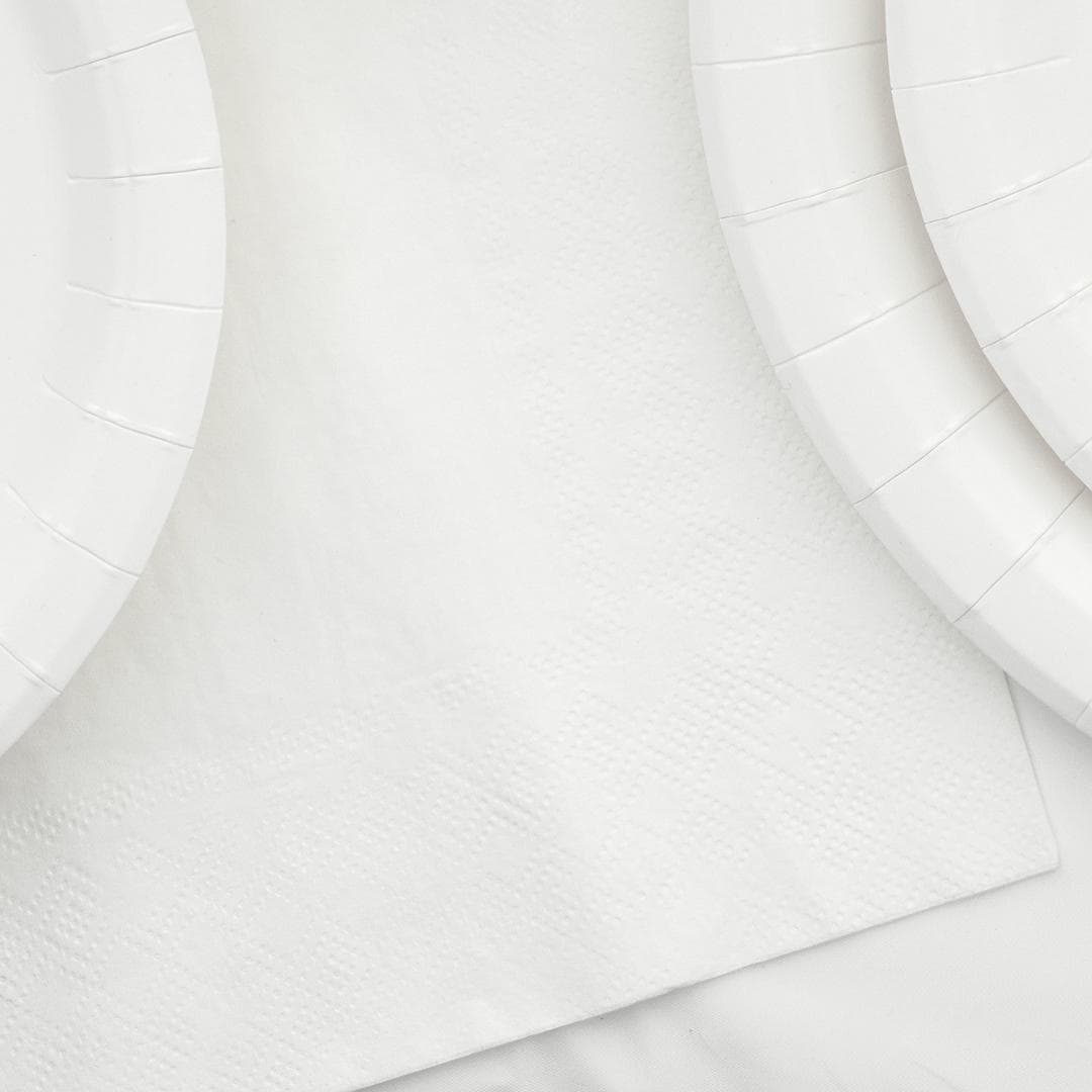 White Paper Napkins - Pastel White Dinner Napkins - Kids Birthday Party - Baby Shower - Hen Party - Christening - Pack of 20 - Jolie Fete UK