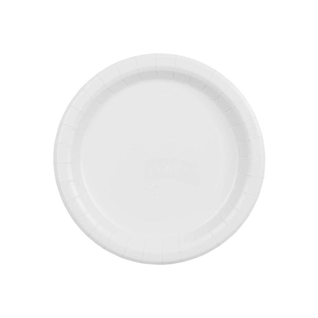 White Paper Plates 18cm - Pastel White Small Party Plates - Dessert Plates - Kids Birthday Cake Plates - Baby Shower - Hen Party - Pack of 6 - Jolie Fete UK
