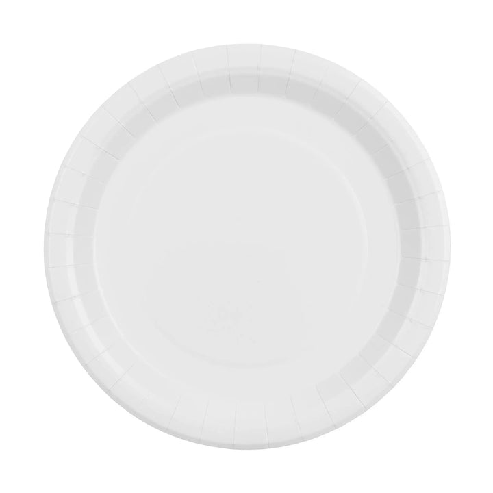 White Paper Plates 23cm - Pastel White Party Plates - Kids Birthday Tableware - Baby Shower - Hen Party Plates - Christening - Pack of 6 - Jolie Fete UK