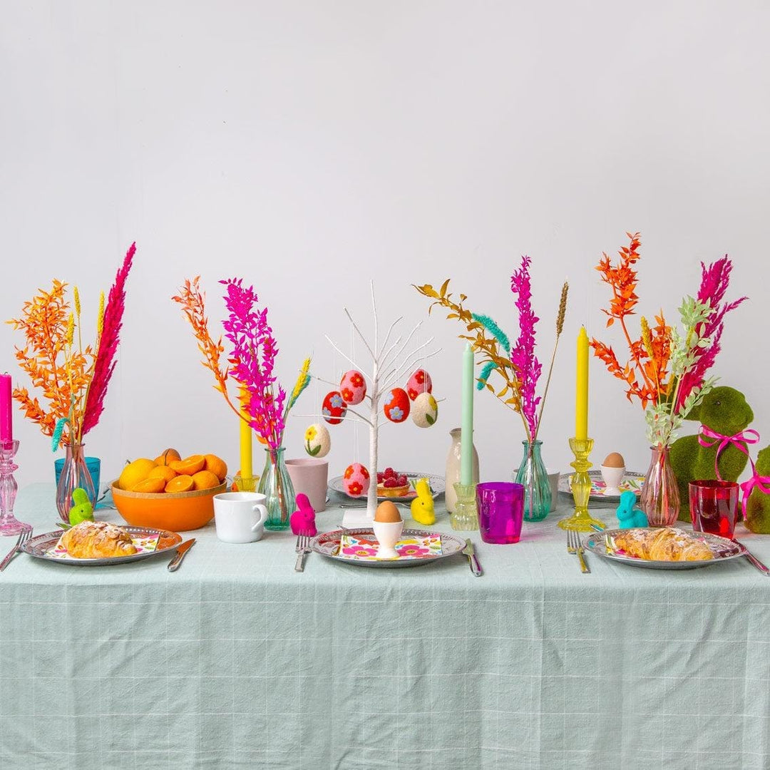 Yellow Glass Candle Holder - Dinner Candlestick Holder - Party Table Decorations - Boho Style - Jolie Fete UK