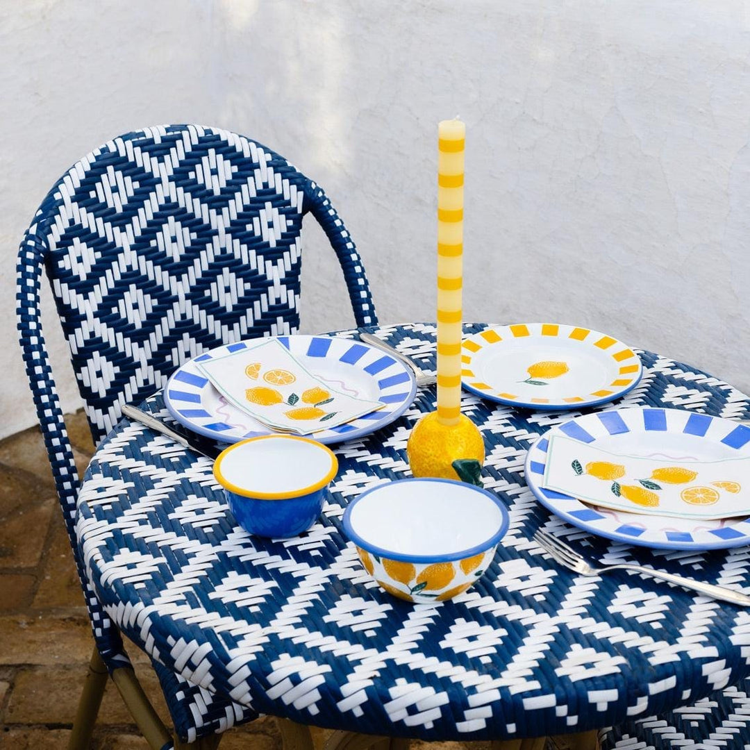 Yellow Stripe Dinner Candle - Party Tableware - Bright Taper For Spring Table Decor - Sunny Candlestick - Tall Candle - Jolie Fete UK