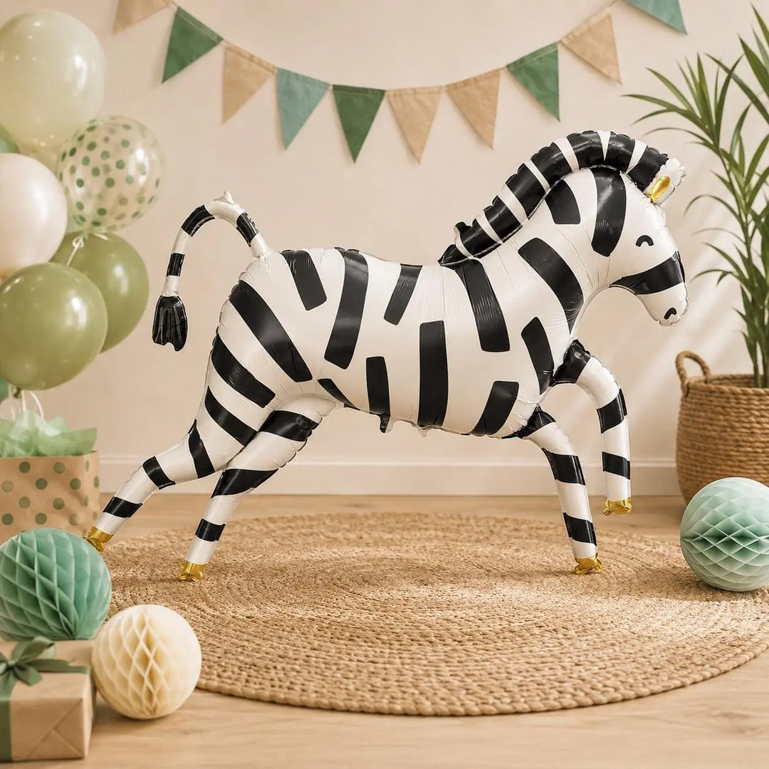 Zebra Balloon - Safari Birthday Decor - Giant Foil Balloon - Jungle Animal Balloons - Wild One Party -Kids Party Balloon - Jolie Fete UK