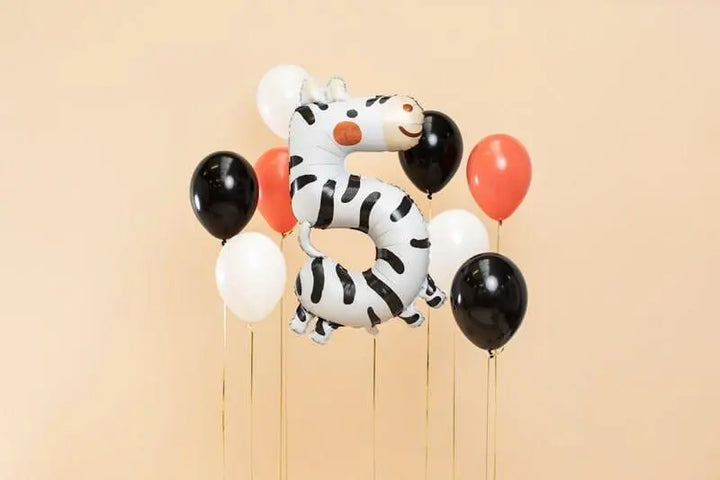 Zebra Foil Balloon Number 5 - Jolie Fete