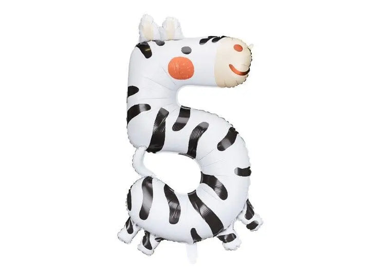 Zebra Foil Balloon Number 5 - Jolie Fete