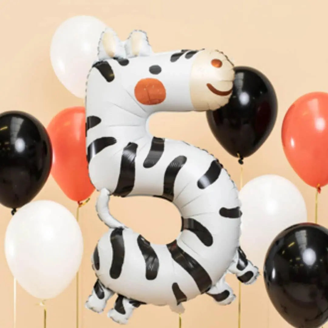 Zebra Foil Balloon Number 5 - Jolie Fete