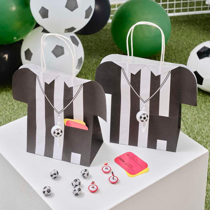 Referee Shirt Football Party Bags With Whistles and Card Tags - Pack Of 5