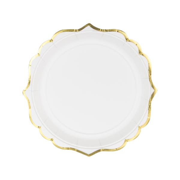 Gold Scroll Trim Small White Plates