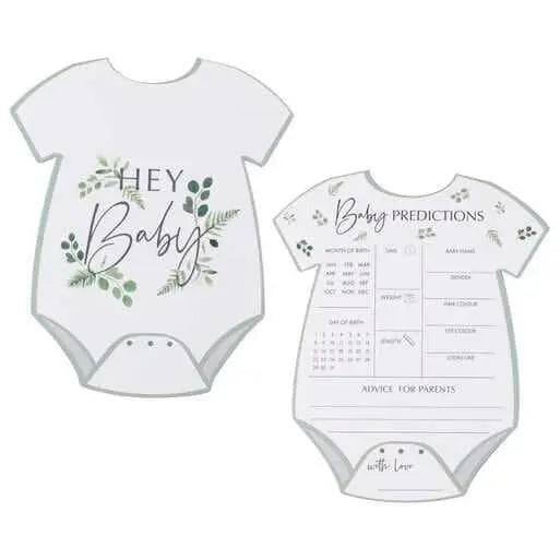 Baby Prediction Cards - Baby Shower Games - Hey Baby Range Keepsake - Sage Green And White New Baby - Baby Advice Cards - 10 Cards