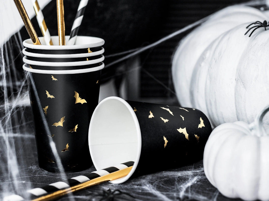 Black and White Stripe Paper Straws - Birthday Party Straws - Halloween Straws - Pack of 10
