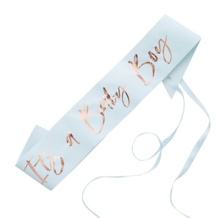 It's A Baby Boy Sash - Blue & Rose Gold Baby Shower Its A Boy Sash - Gender Reveal Sash - Twinkle Twinkle Little Star
