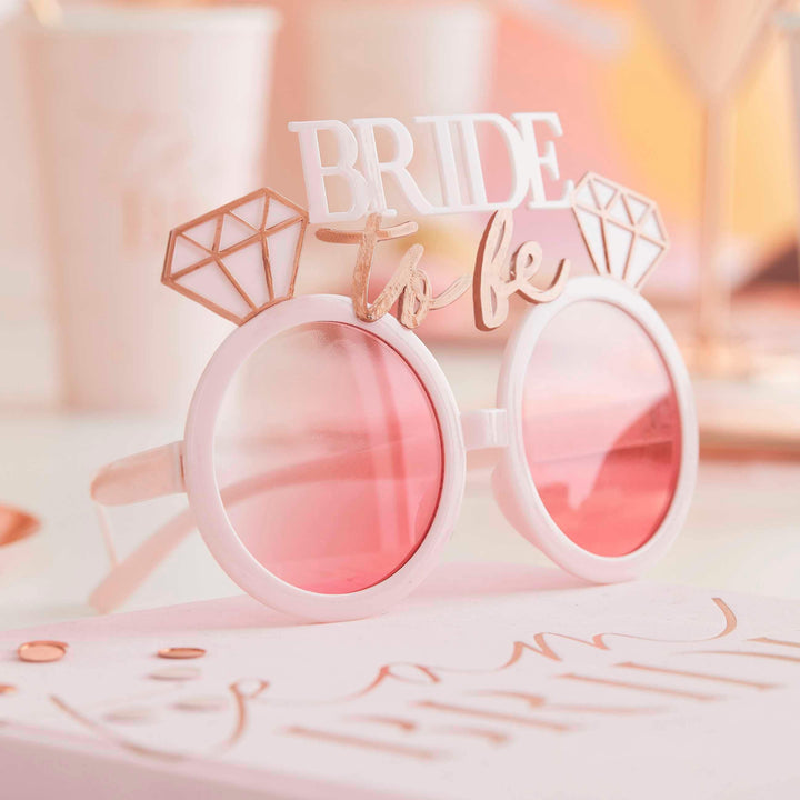 Bride To Be Sunglasses - Rose Gold And Blush Glasses - Hen Party Accessories - Bachelorette Party Photo Props-Bridal Novelty-Pink Sunglasses