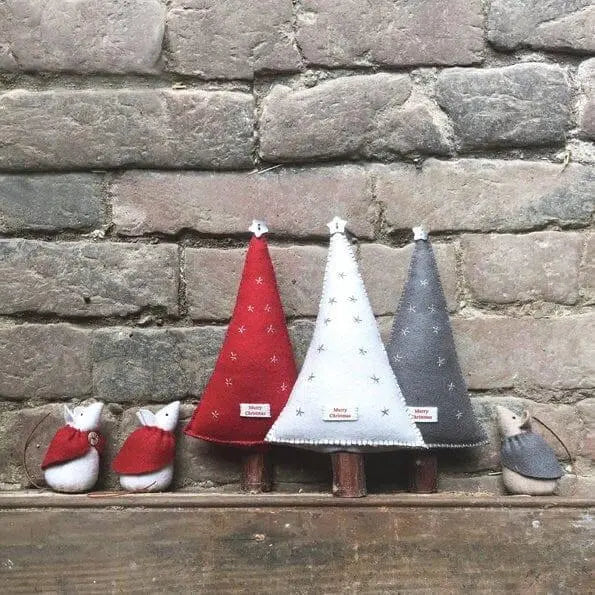 Christmas Decoration - Cream Felt Christmas Tree - Christmas Ornament -Christmas Decorations  -Holiday Decor - Xmas Homeware