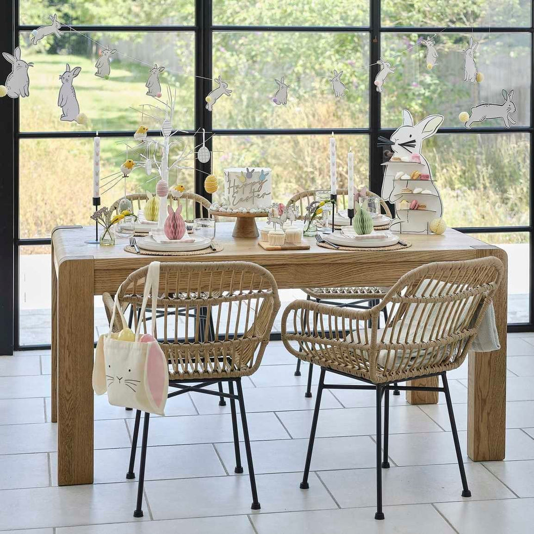 Felt Easter Bunny & Pom Pom Garland - Easter Party Decorations - Bunny Decorations - Easter Lunch Bunting - Easter Garland - Reusable Decor