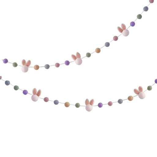 Felt Easter Bunny & Pom Pom Garland - Easter Party Decorations - Bunny Decorations - Easter Lunch Bunting - Easter Garland - Reusable Decor