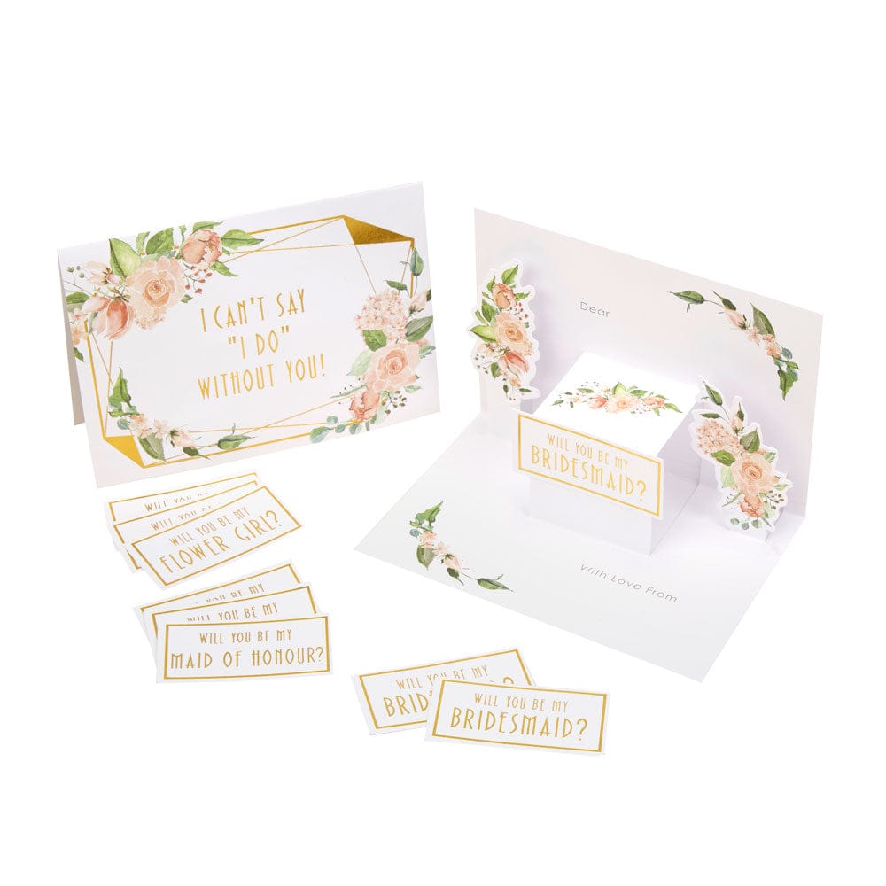Gold & Floral Bridesmaid Cards - Pack of 3 - Geo Floral Neviti