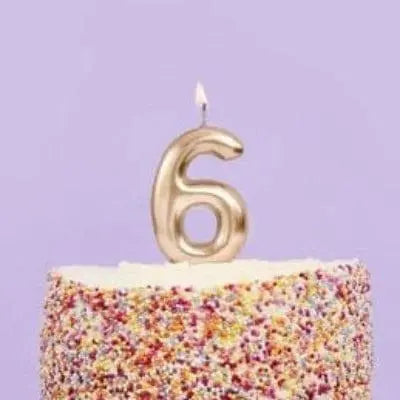Gold Number 6 Candle - Six Birthday Cake Candle - Age Candles - Gold Party Decorations