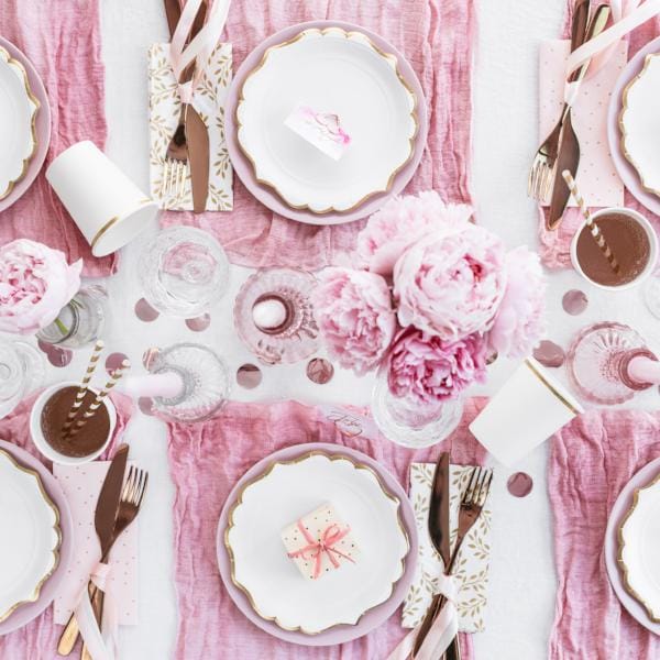 Gold Scroll Trim Small White Plates Party Deco