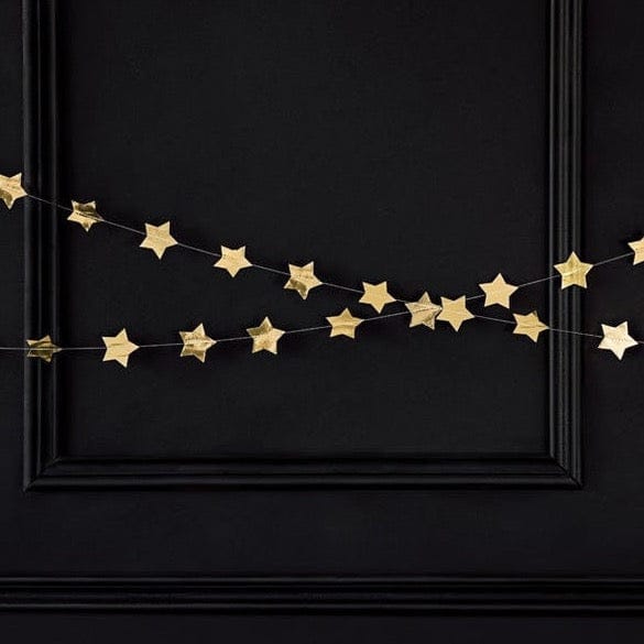 Gold Star Garland - Gold Christmas Decorations - Gold Party Decorations - New Year's Eve - Baby Shower Decorations - Birthday Party Decor