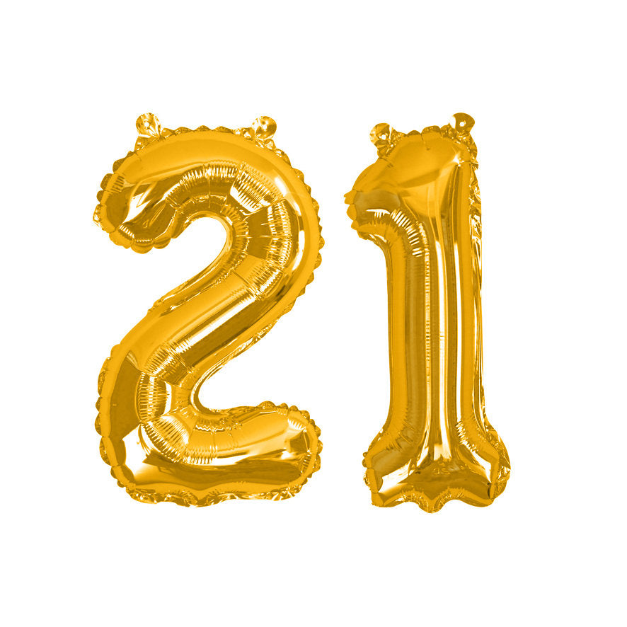 Gold number 21 balloon - 16" gold foil 21 balloon - 21st birthday balloon - Birthday balloon - Party decorations - Air fill balloons