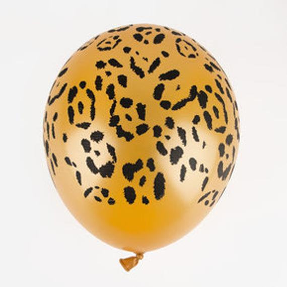 Safari Animal (Tiger, Cheetah, Leopard and Zebra) 11" Round Latex Party Balloons, Assorted Pack of 5