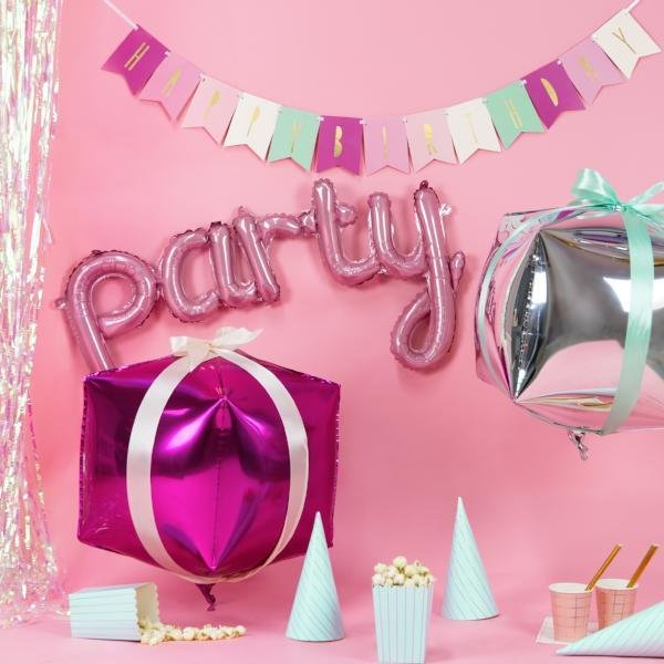 Pink 'Party' Foil Air Fill Balloon - 80cm x 40cm