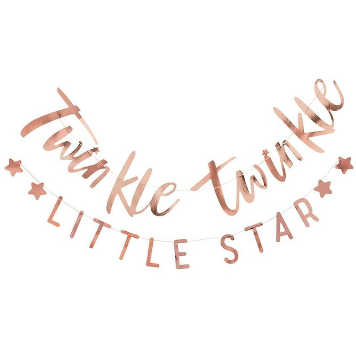 Rose Gold Baby Shower Bunting - Twinkle Twinkle Little Star Banner - Rose Gold Baby Shower Decoration