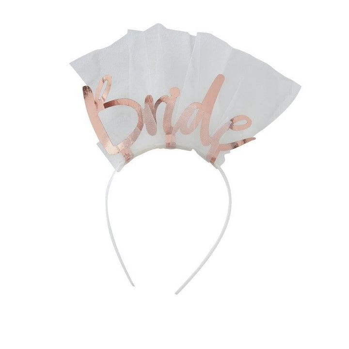 Rose Gold Bride Headband - Bride To Be Headband Veil - Hen Party Headband - Bachelorette Accessories