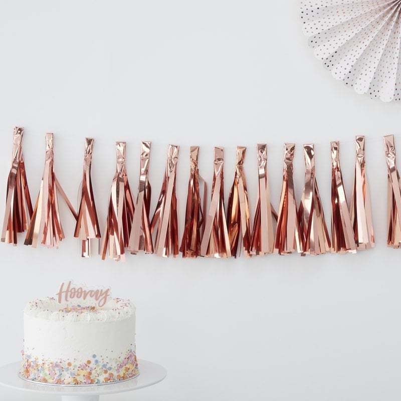 Rose gold tassel garland - Birthday party decoration - Rose gold bunting