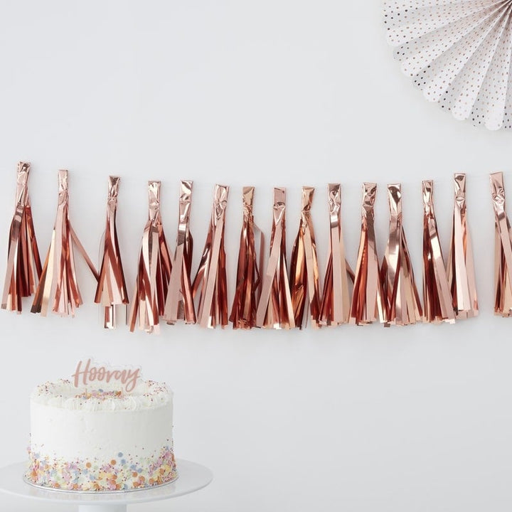 Rose gold tassel garland - Birthday party decoration - Rose gold bunting