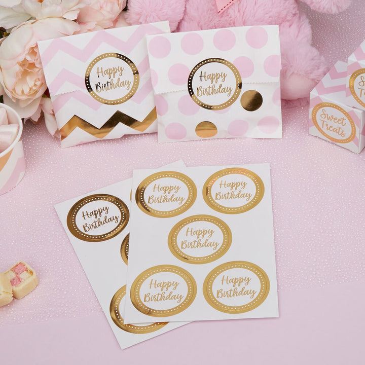 Happy Birthday Stickers - Birthday Party Stickers - Party Favour Stickers - Party Decorations - Pack of 25