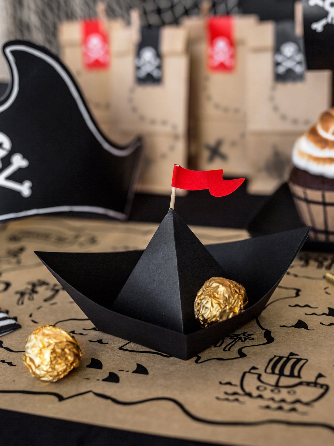 Paper Pirate Boats - Black Pirate Party Boats - Party Decorations - Birthday Party Decorations