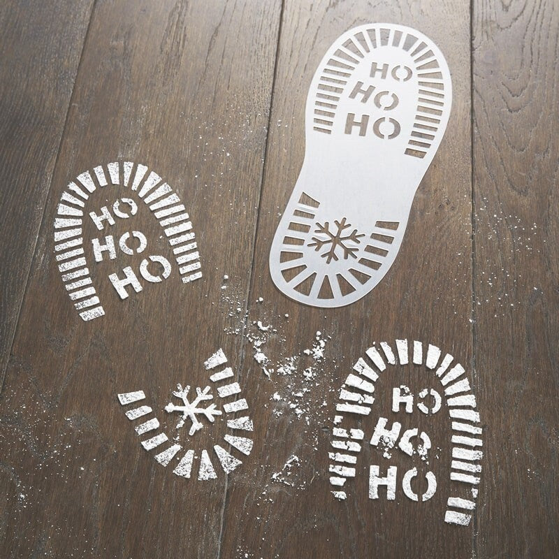 Santa Foot Print Stencils - Christmas Decorations - Christmas Eve Decor - Snow Party - White Christmas - Pack of 2