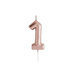 Rose Gold Number 1 Candle - One Birthday Cake Candle - Age Candles - Rose Gold Party Decorations