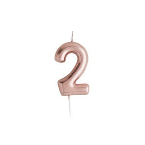 Rose Gold Number 2 Candle - Two Birthday Cake Candle - Age Candles - Rose Gold Party Decorations