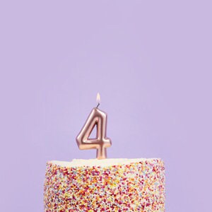 Rose Gold Number 4 Candle - Four Birthday Cake Candle - Age Candles - Rose Gold Party Decorations
