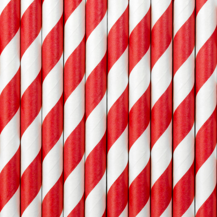 Red and White Stripe Paper Straws - Birthday Party Straws - Pirate Party Tableware - Pack of 10