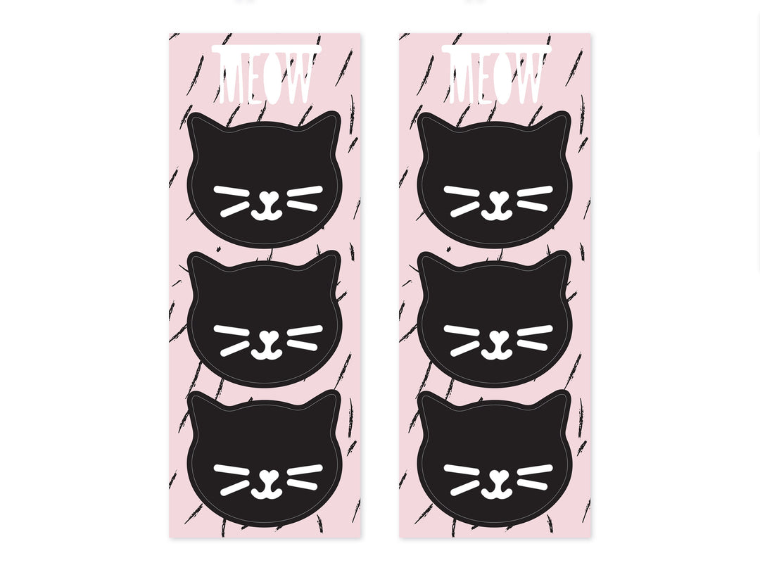 Pink & Black Cat Treat Bags - Kitten Party Bags - Birthday Party Sweetie Bags - Meow Party - Cat Party Candy Bags - Pack of 6