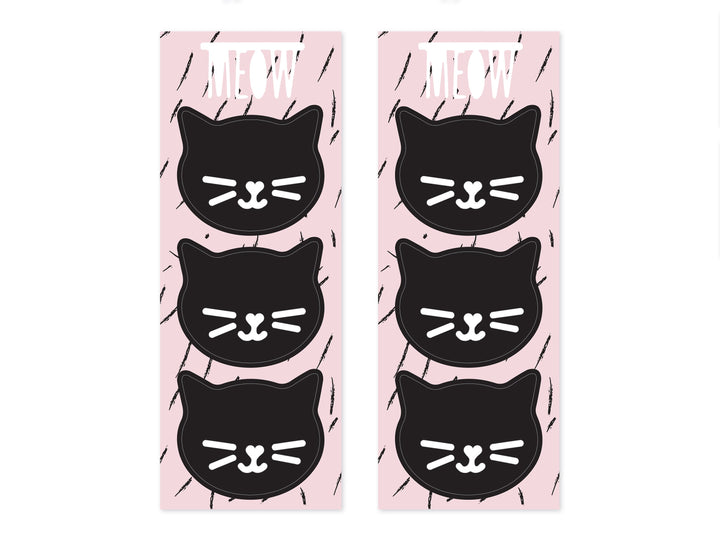 Pink & Black Cat Treat Bags - Kitten Party Bags - Birthday Party Sweetie Bags - Meow Party - Cat Party Candy Bags - Pack of 6