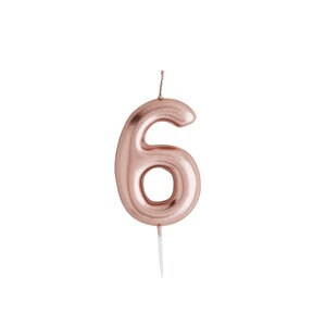 Rose Gold Number 6 Candle - Six Birthday Cake Candle - Age Candles - Rose Gold Party Decorations