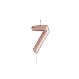 Rose Gold Number 7 Candle - Seven Birthday Cake Candle - Age Candles - Rose Gold Party Decorations