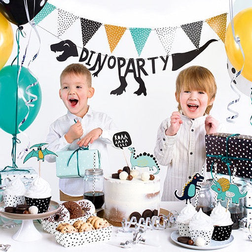 Dinosaur Party Decoration Box - Boys Party Birthday Decorations Set - Green, Yellow & Black Party Decor - 39 Pieces