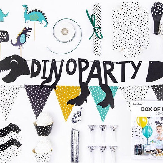 Dinosaur Party Decoration Box - Boys Party Birthday Decorations Set - Green, Yellow & Black Party Decor - 39 Pieces