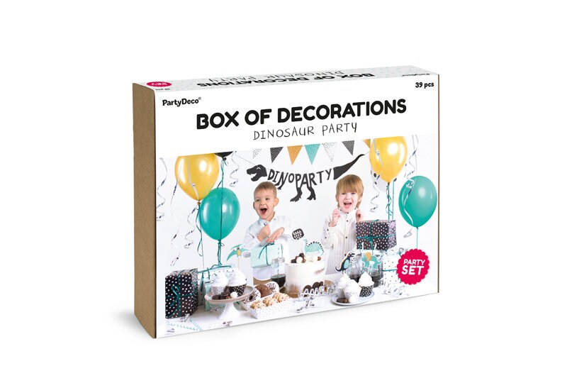 Dinosaur Party Decoration Box - Boys Party Birthday Decorations Set - Green, Yellow & Black Party Decor - 39 Pieces