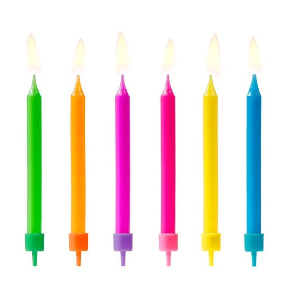 Birthday Cake Candles - Bright Colour Candles - Birthday Party Candles - Party Decorations - Pack of 6