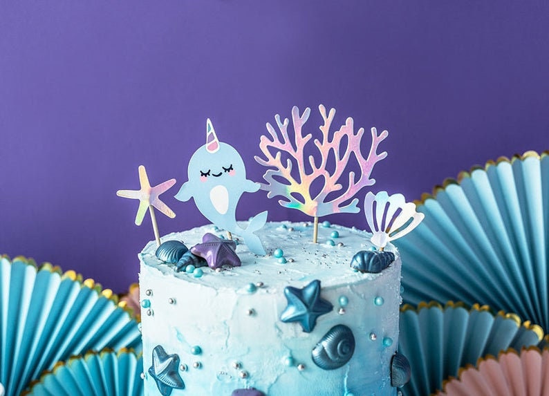 Iridescent Confetti - Iridescent Seashells and Starfish - Mermaid party decor -Narwhal Party Supplies-Party table decorations -Under the sea