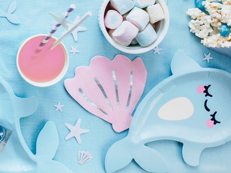 Iridescent Confetti - Iridescent Seashells and Starfish - Mermaid party decor -Narwhal Party Supplies-Party table decorations -Under the sea